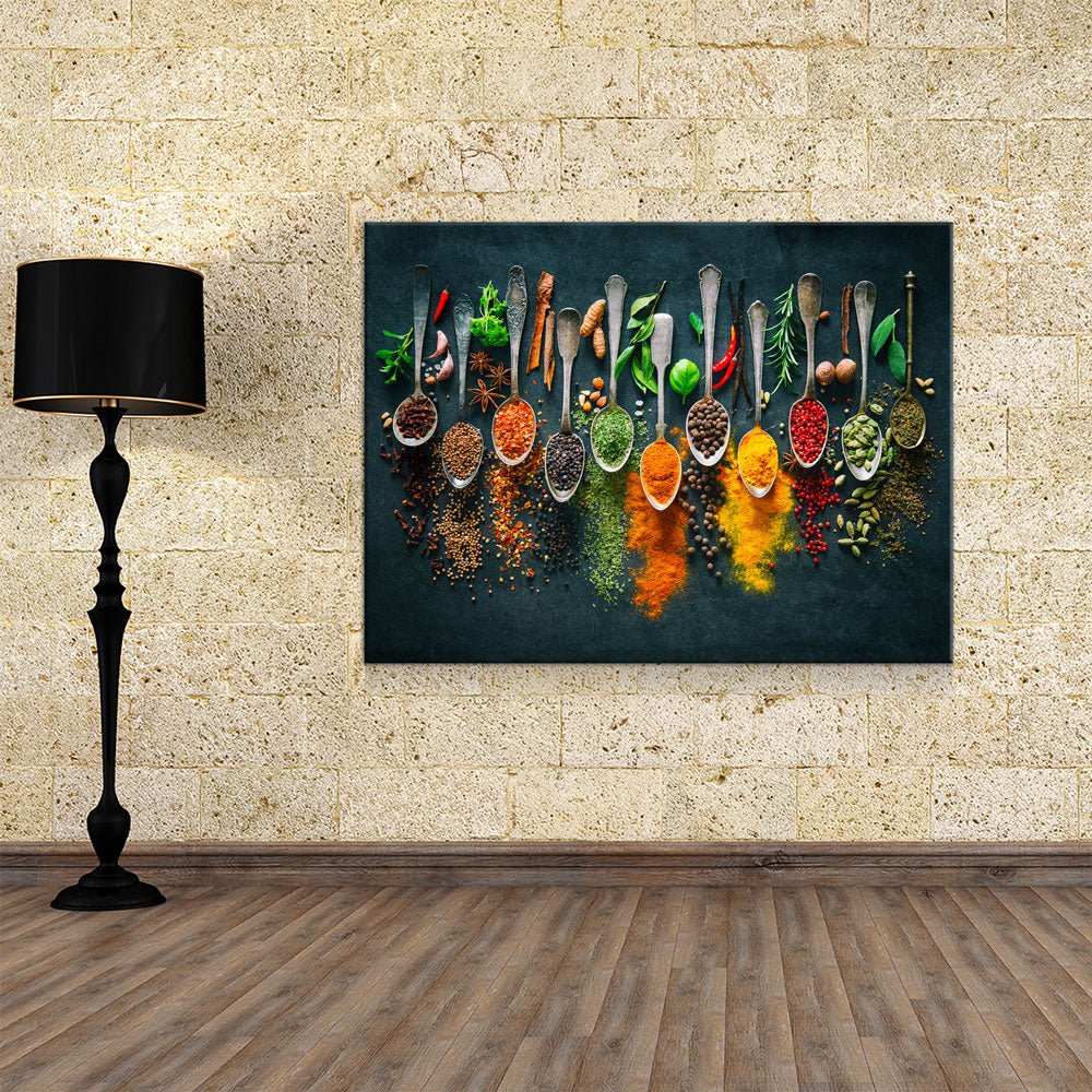 herbs-spices-spoons-canvas-wall-art-kitchen-decor-restaurant-decor-591768