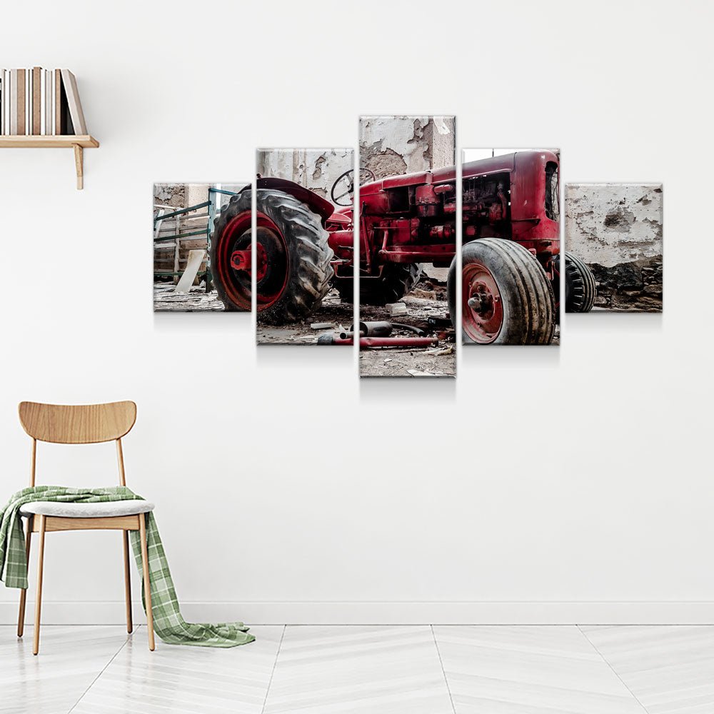old-red-tractor-5-piece-wall-art-canvas-461652